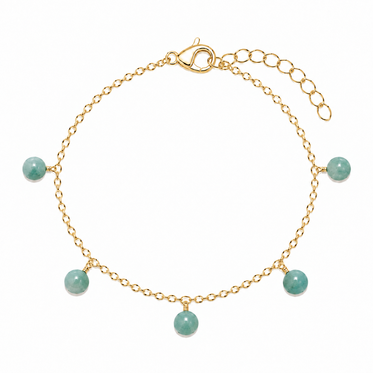 Amazonite Boho Gemstone Bead Drop Charm Bracelet