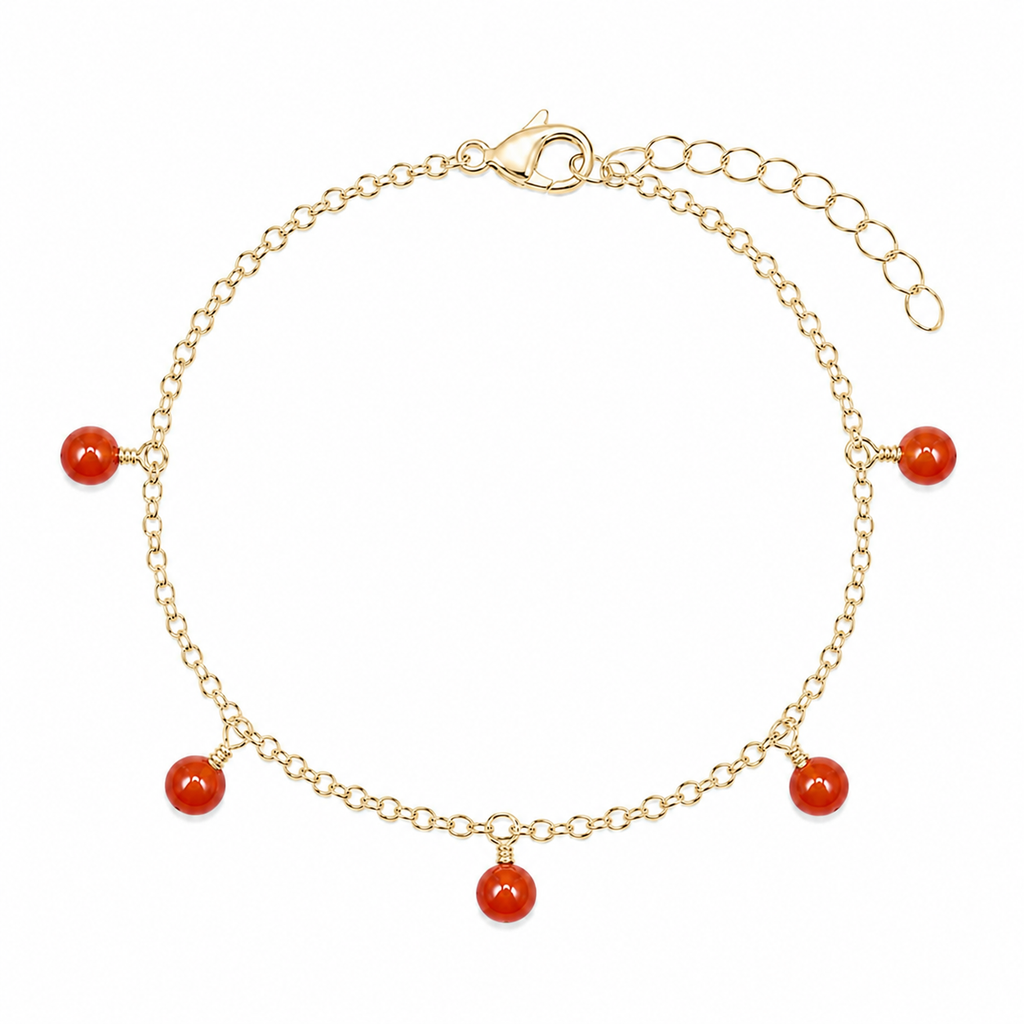 Carnelian Boho Gemstone Bead Drop Charm Bracelet