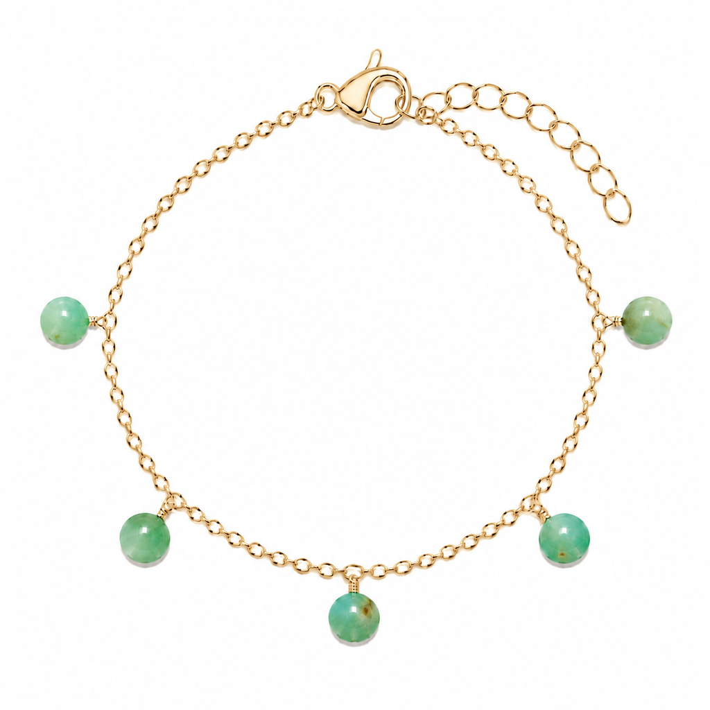 Chrysoprase Boho Gemstone Bead Drop Charm Bracelet