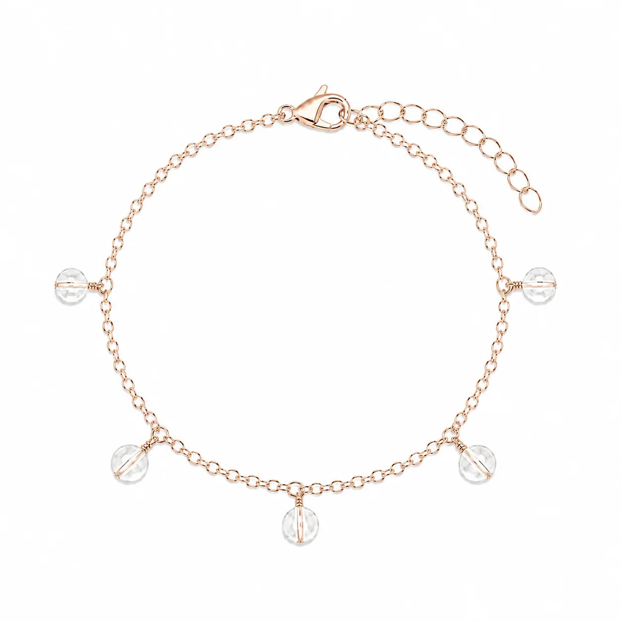 Crystal Quartz Boho Gemstone Bead Drop Charm Bracelet