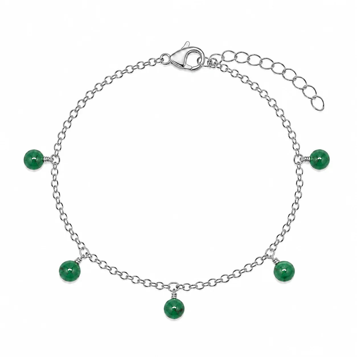 Emerald Boho Gemstone Bead Drop Charm Bracelet