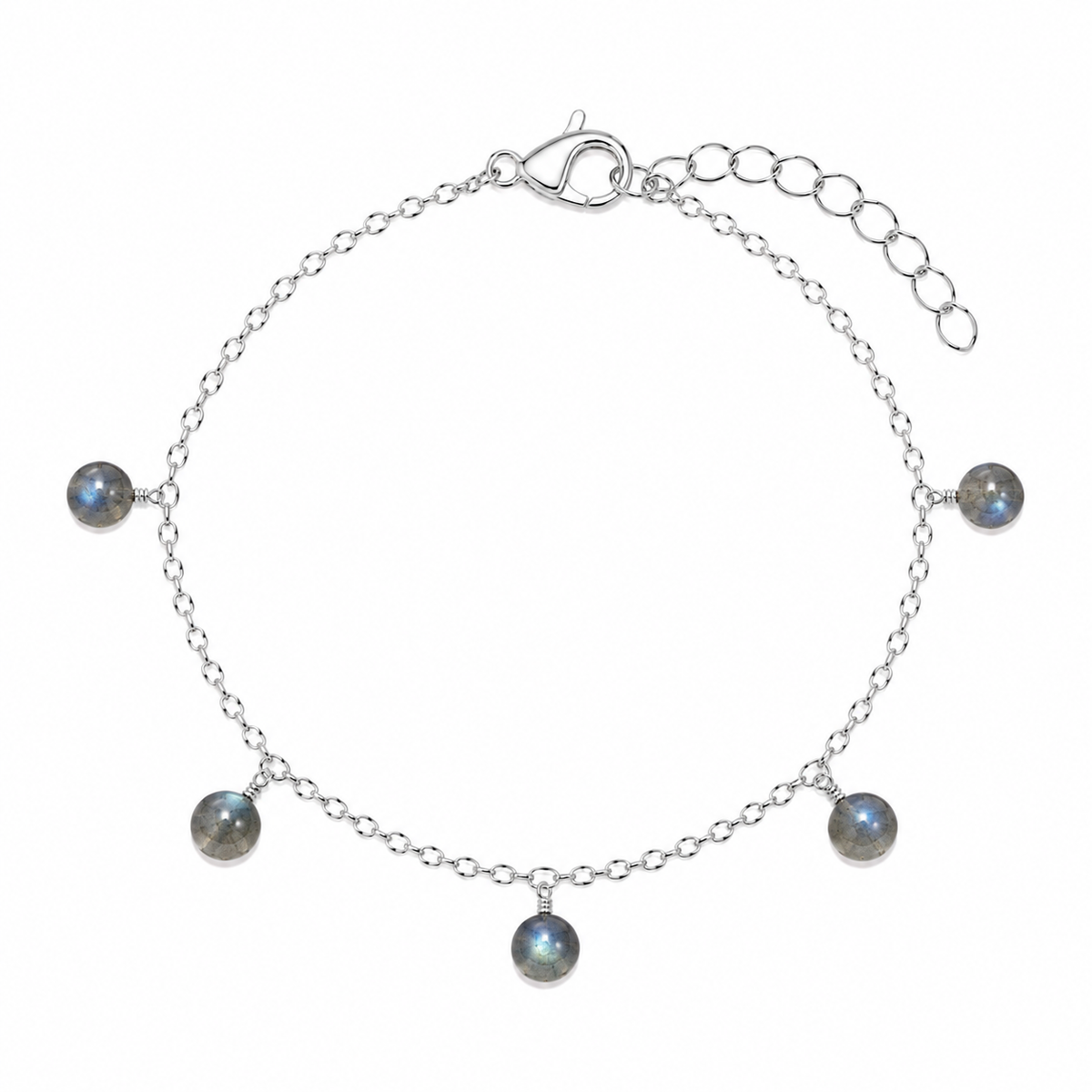 Labradorite Boho Gemstone Bead Drop Charm Bracelet