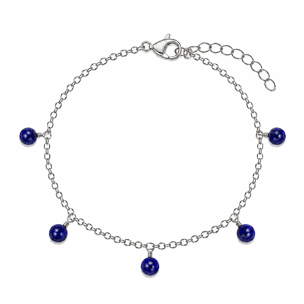 Lapis Lazuli Boho Gemstone Bead Drop Charm Bracelet