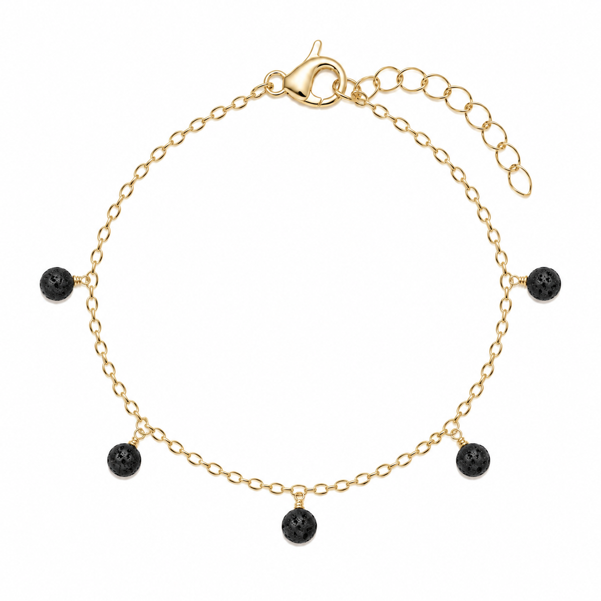 Lava Stone Boho Bead Drop Charm Bracelet