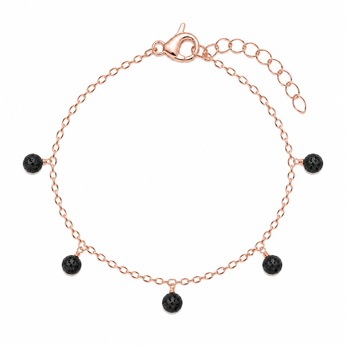 Lava Stone Boho Bead Drop Charm Bracelet