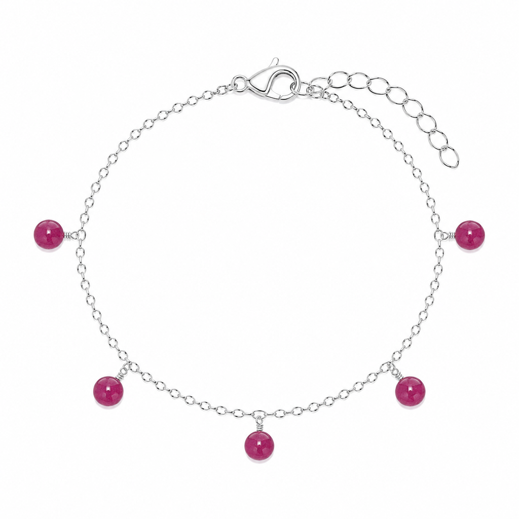 Ruby Boho Gemstone Bead Drop Charm Bracelet
