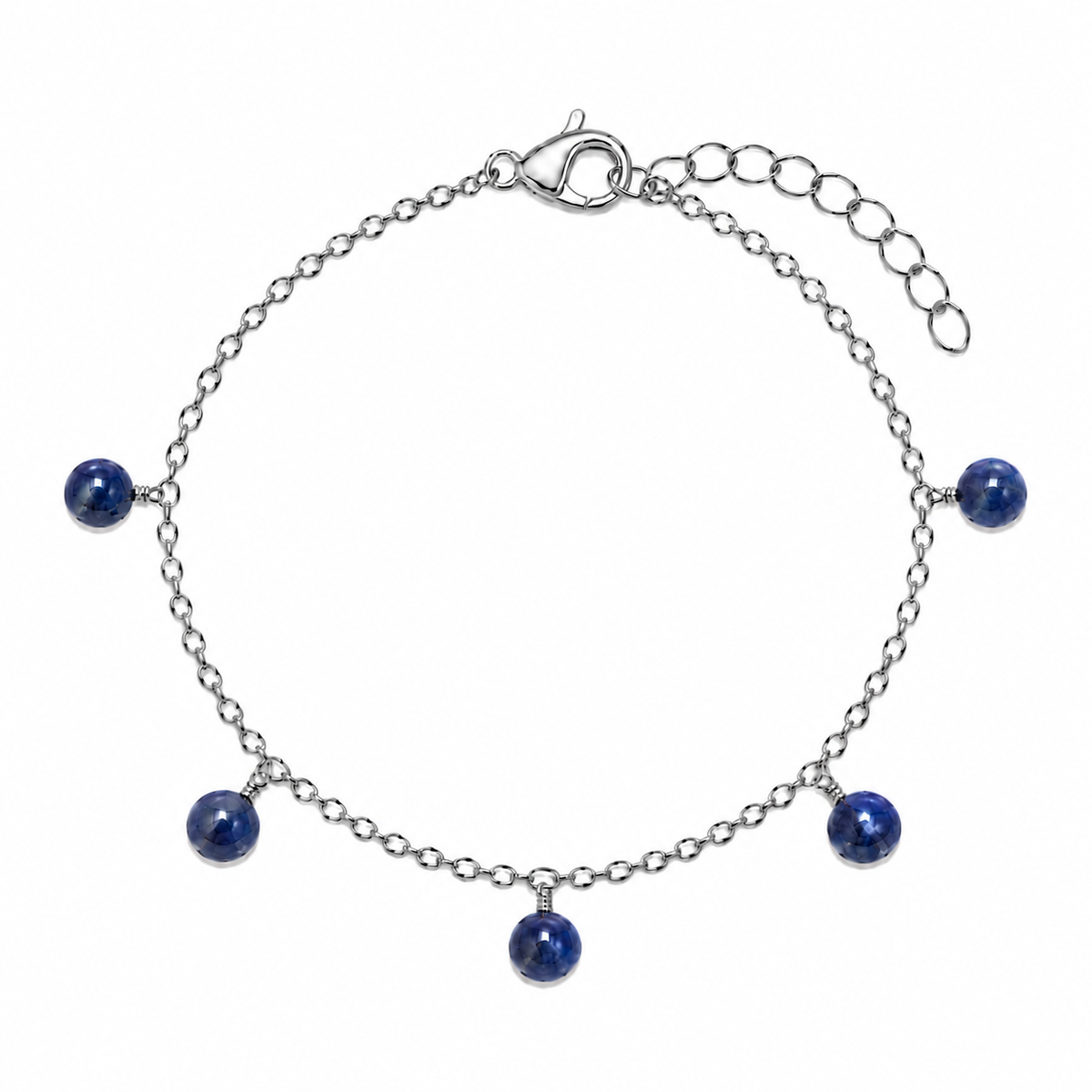 Sapphire Boho Gemstone Bead Drop Charm Bracelet