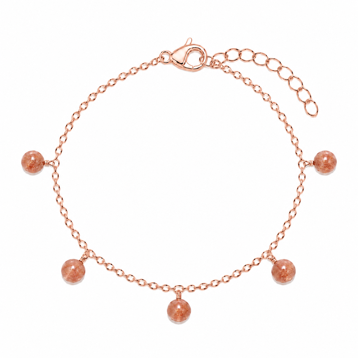 Sunstone Boho Gemstone Bead Drop Charm Bracelet