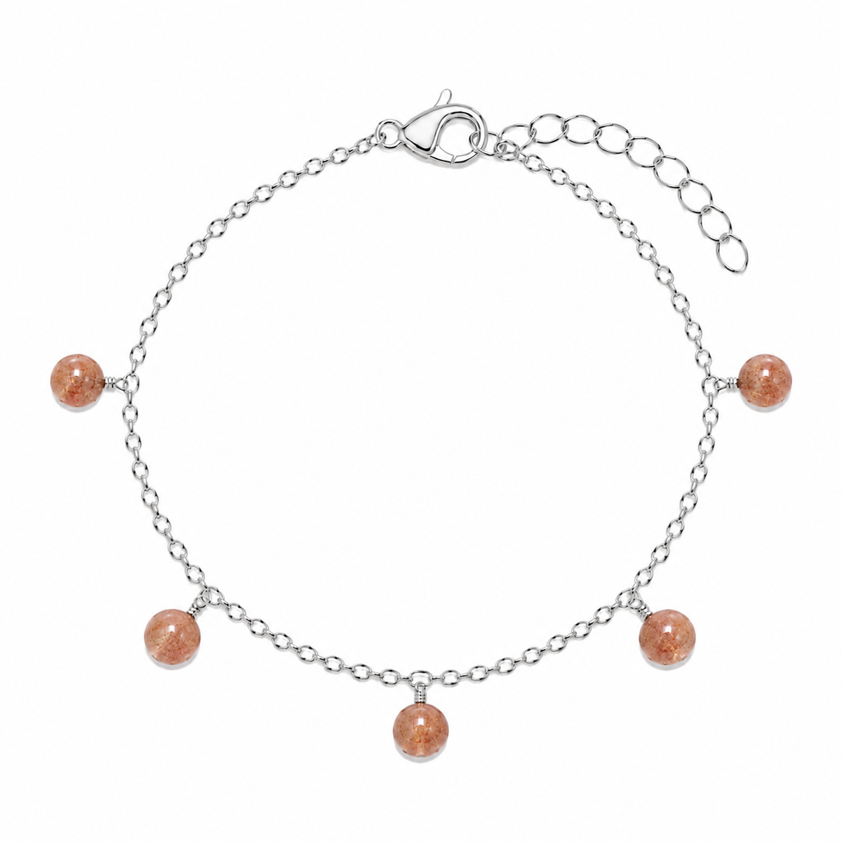 Sunstone Boho Gemstone Bead Drop Charm Bracelet
