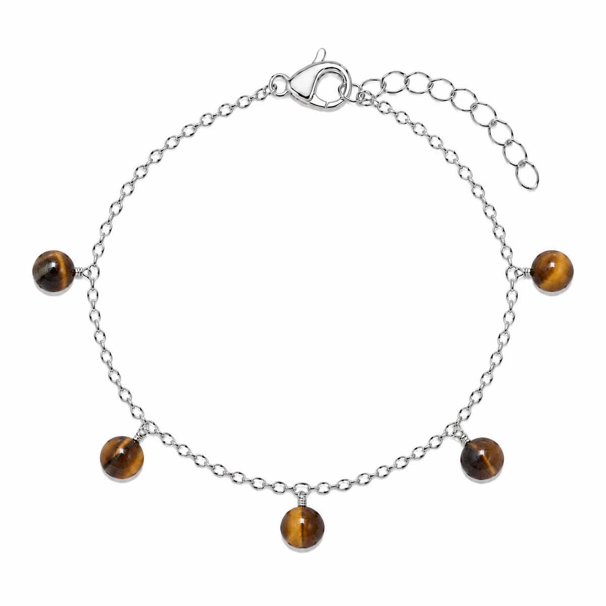 Tiger's Eye Boho Gemstone Bead Drop Charm Bracelet