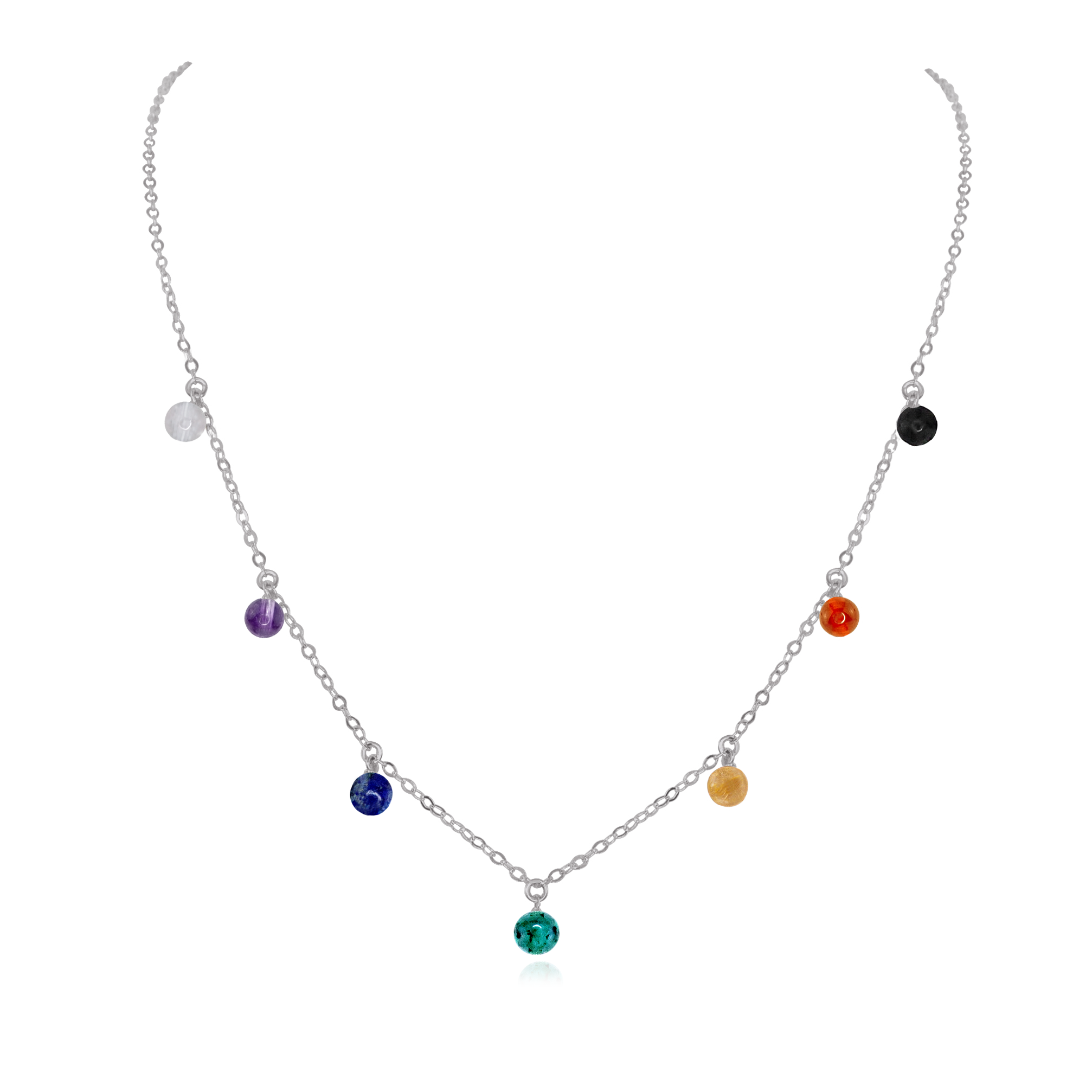 Chakra Crystals Bead Drop Necklace