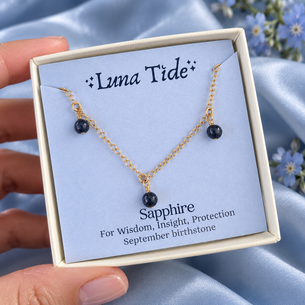 Sapphire Crystal Bead Drop Choker