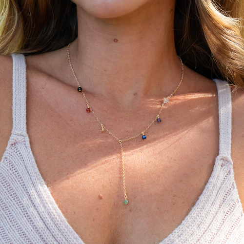 Chakra Crystals Boho Lariat Necklace