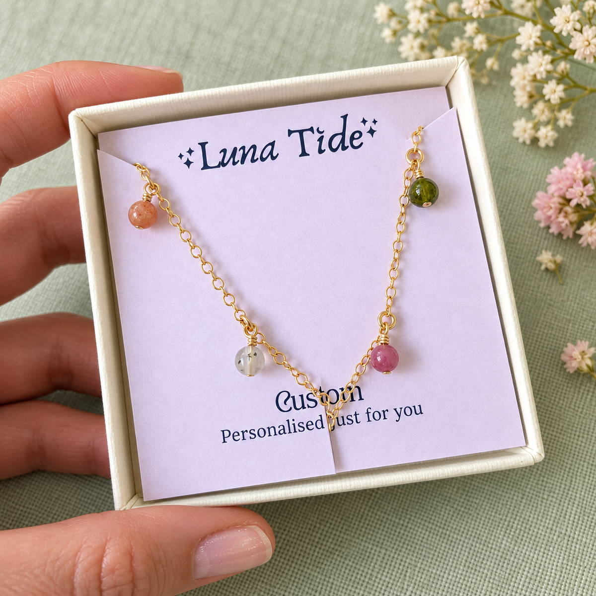 Custom Boho Gemstone Bead Drop Lariat Y Necklace