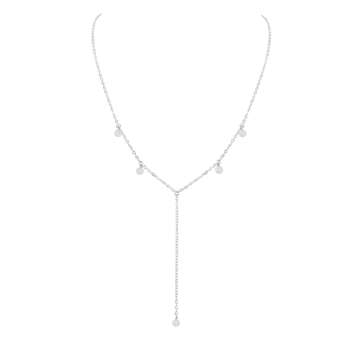 White Selenite Crystal Boho Lariat Necklace