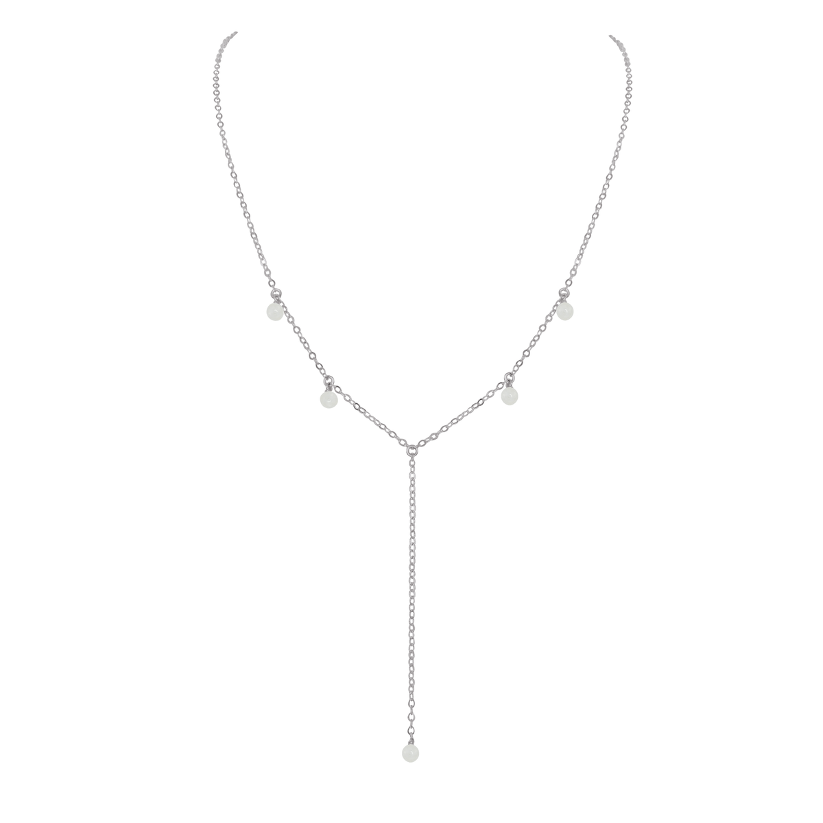 White Moonstone Crystal Boho Lariat Necklace