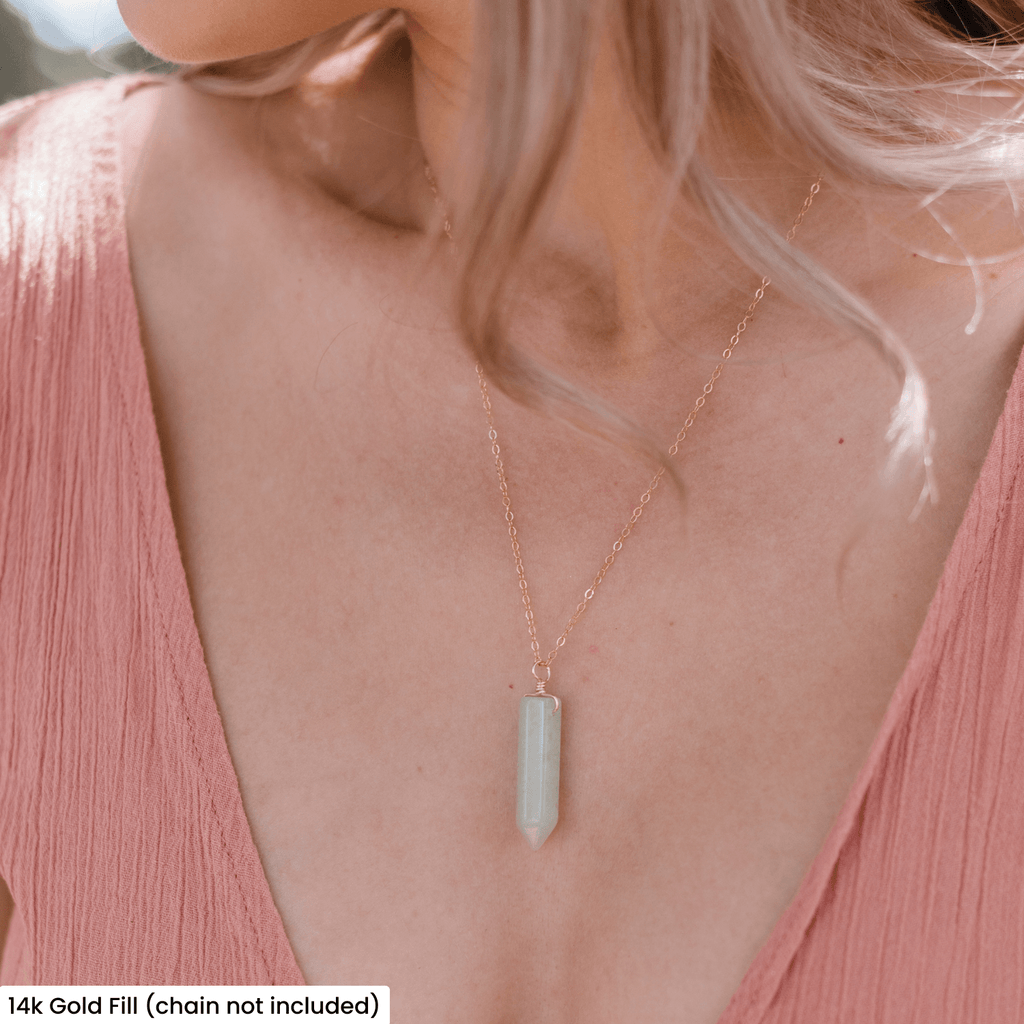 Green Aventurine Polished Hexagonal Point Crystal Pendant