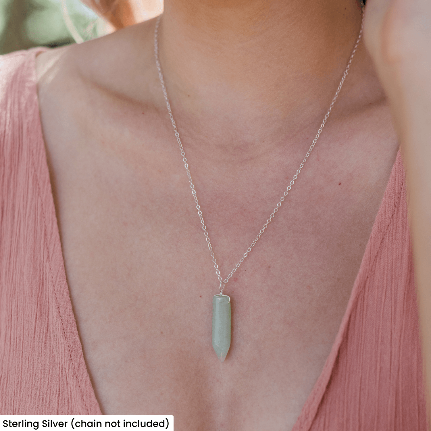 Green Aventurine Polished Hexagonal Point Crystal Pendant