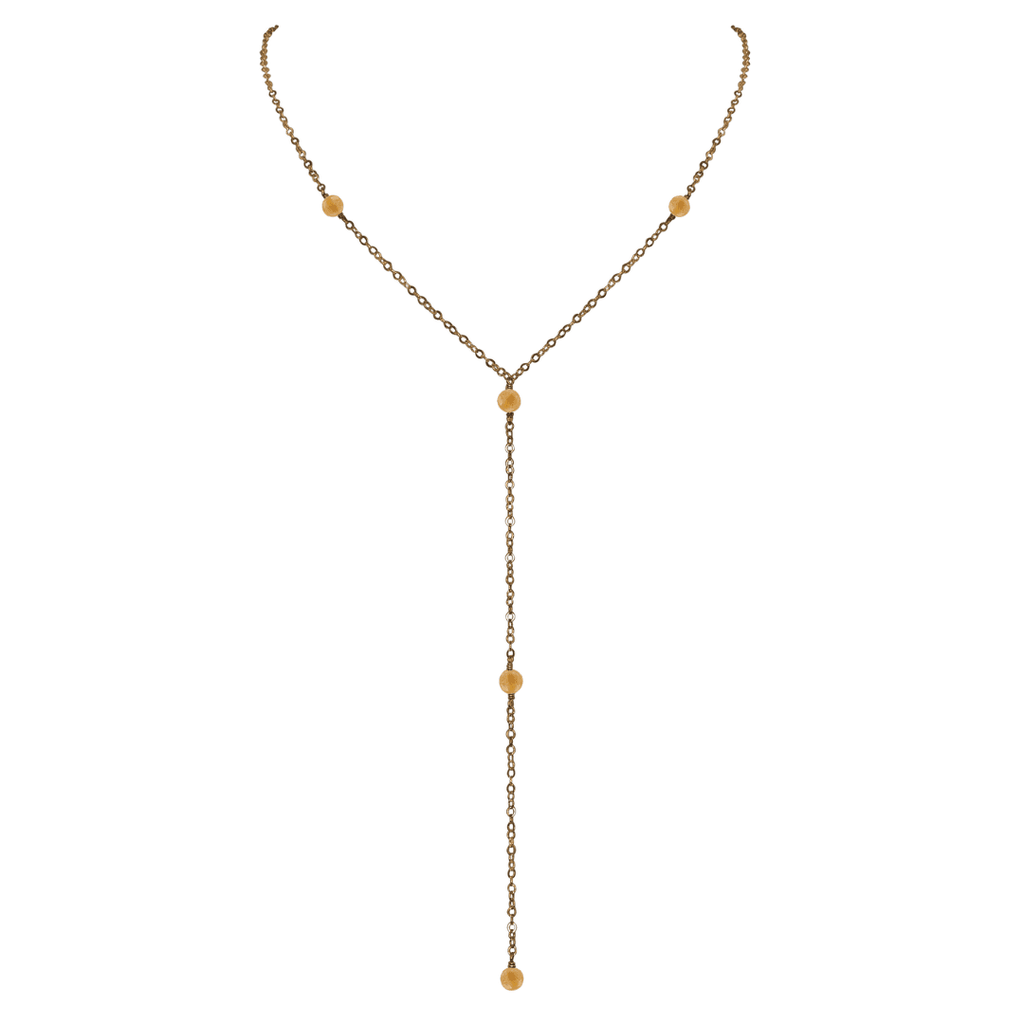 Bronze Citrine Dainty Crystal Lariat Necklace