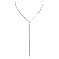 Bronze Crystal Quartz Dainty Crystal Lariat Necklace