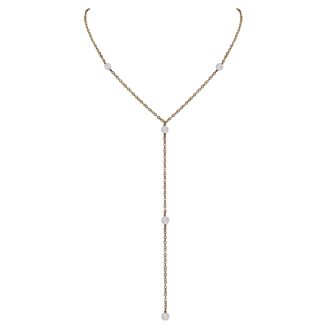 Bronze Crystal Quartz Dainty Crystal Lariat Necklace
