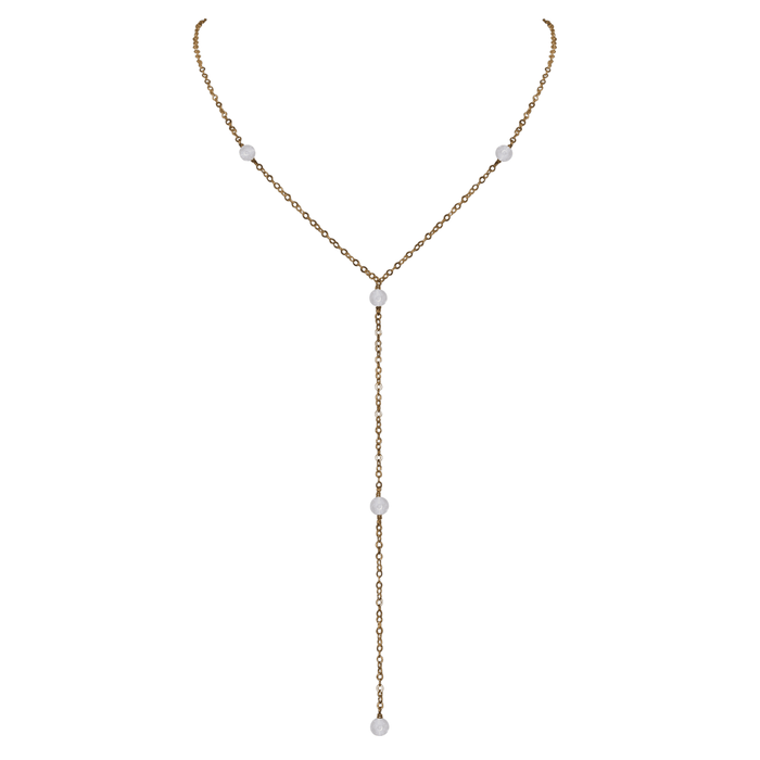 Bronze Crystal Quartz Dainty Crystal Lariat Necklace