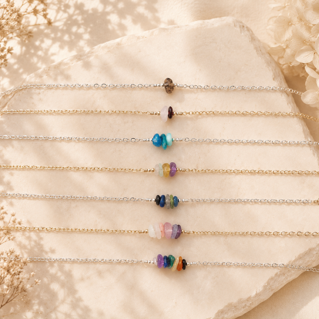 Custom Crystal Chip Bead Bar Bracelet