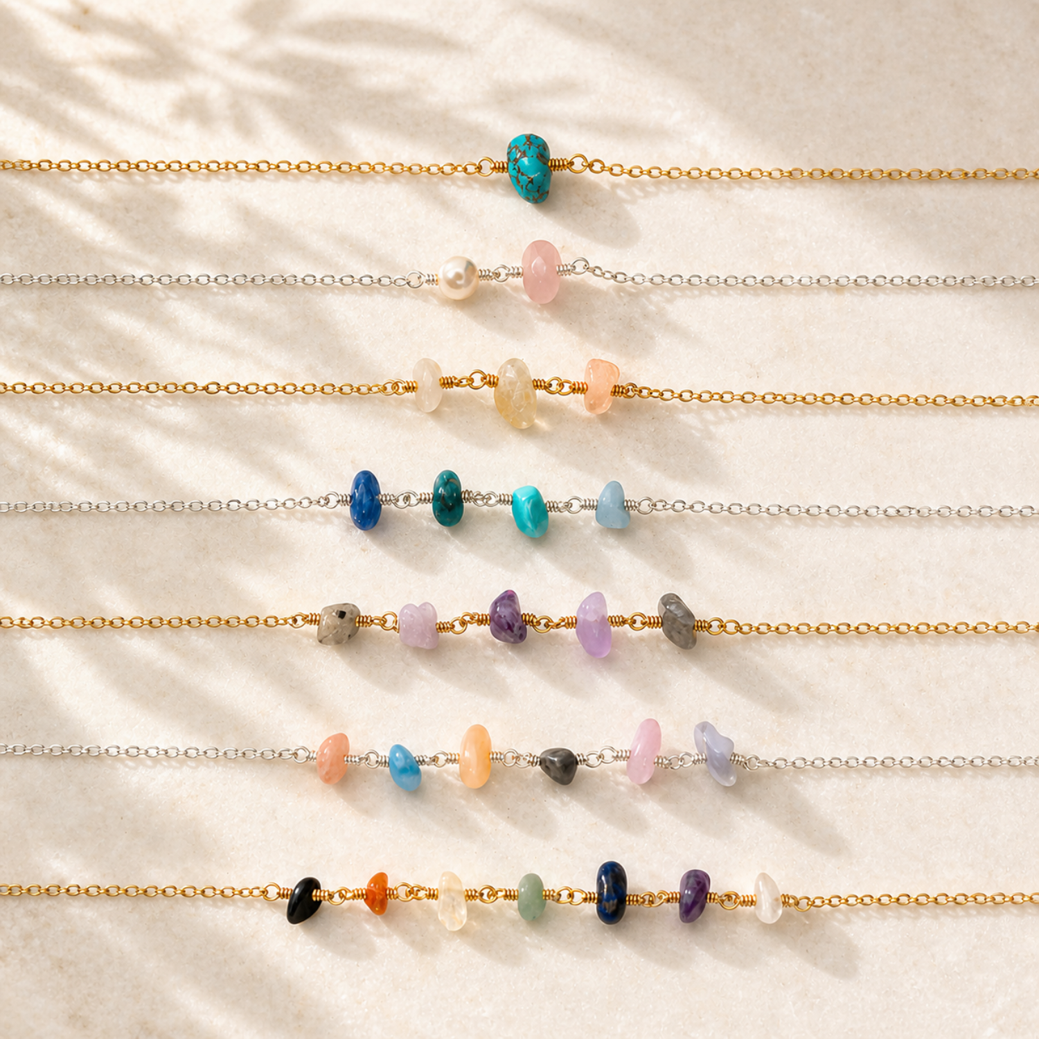 Custom Gemstone Beaded Chain Anklet