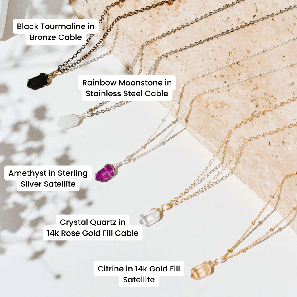 Custom Mini Double Terminated Crystal Point Pendant Necklace