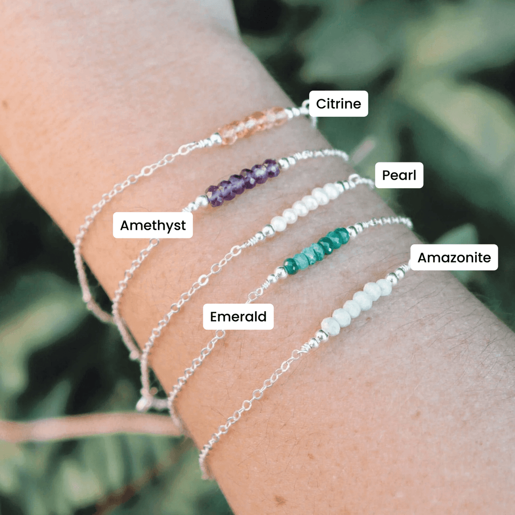 Custom Sparkling Gemstone Faceted Bead Bar Bracelet