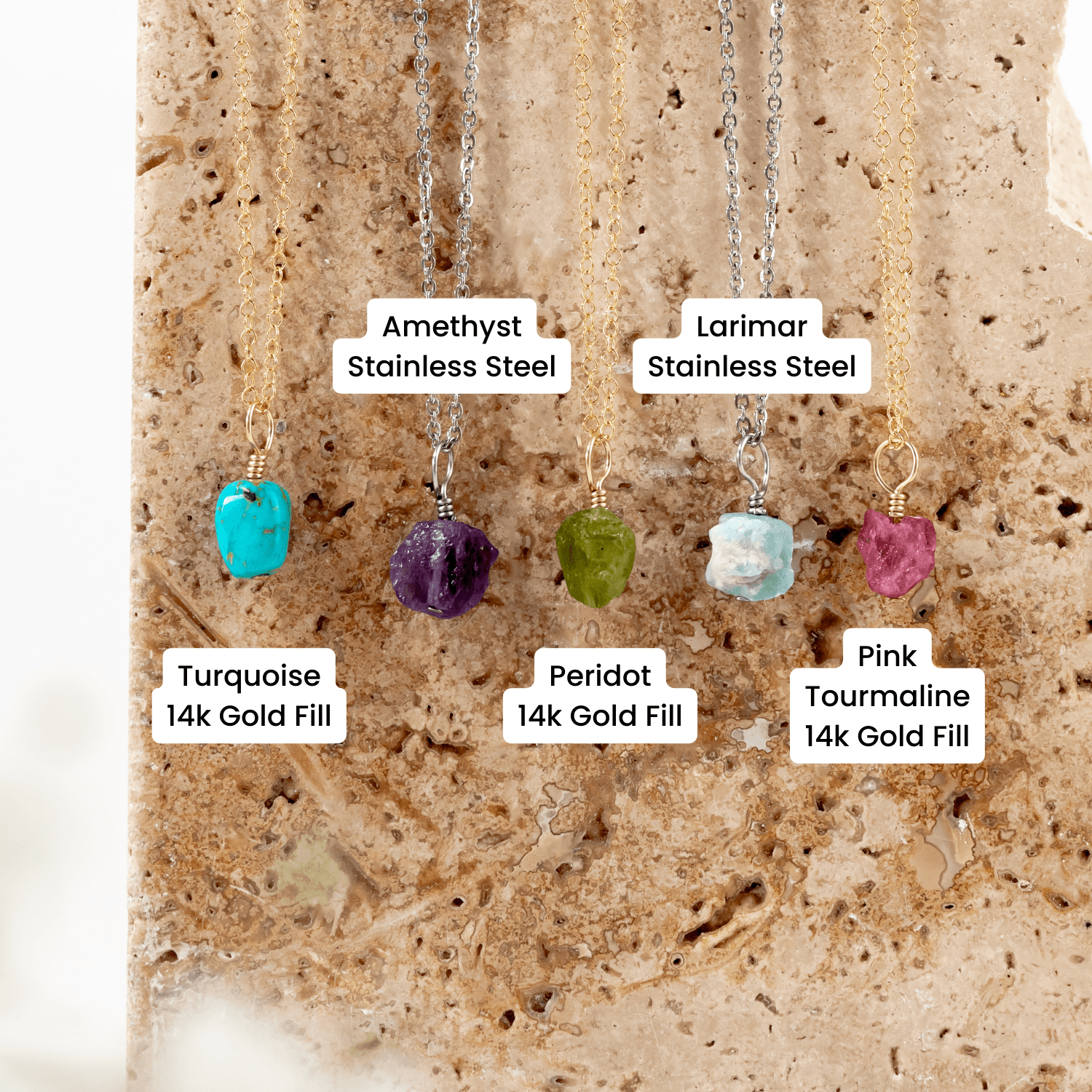 Custom Tiny Raw Crystal Pendant Necklace