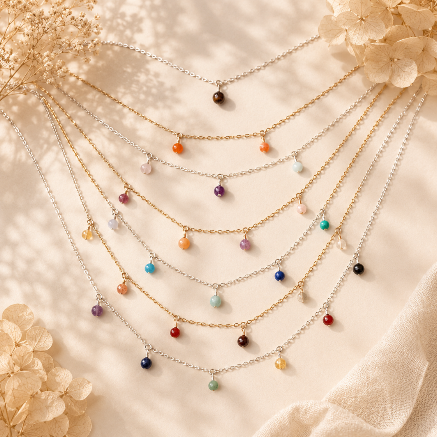 Custom Boho Gemstone Bead Drop Bracelet