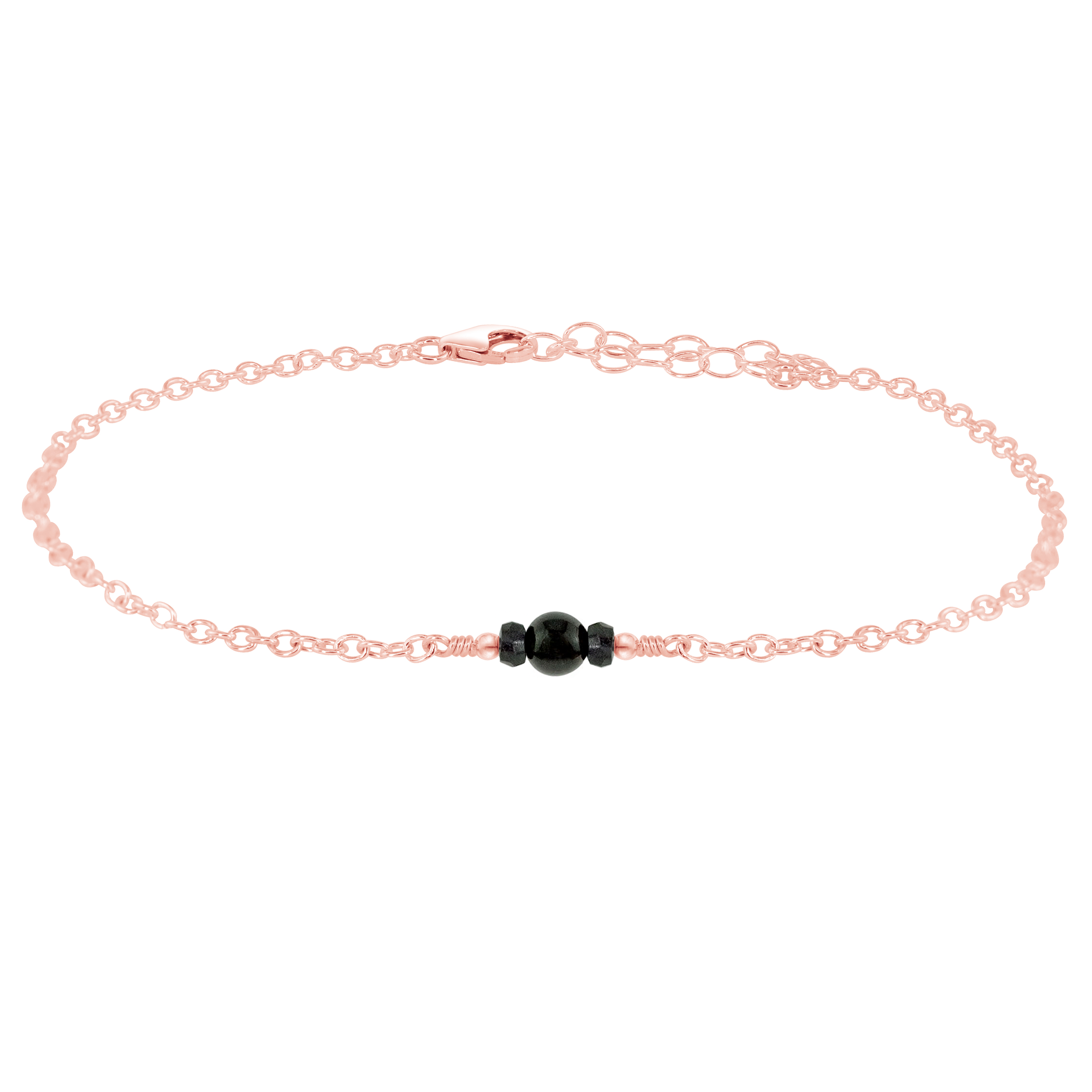 Dainty Black Tourmaline Gemstone Anklet