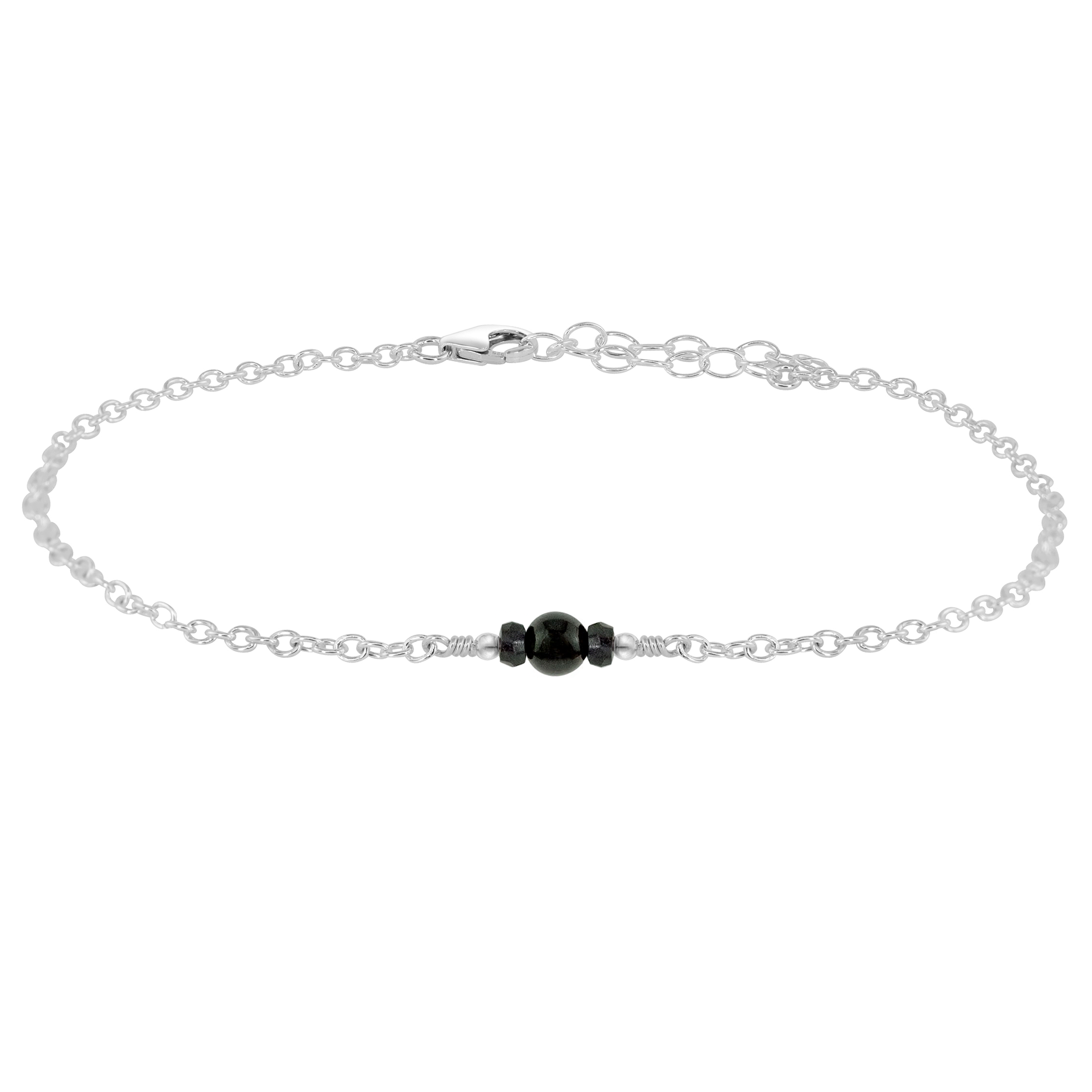 Dainty Black Tourmaline Gemstone Anklet