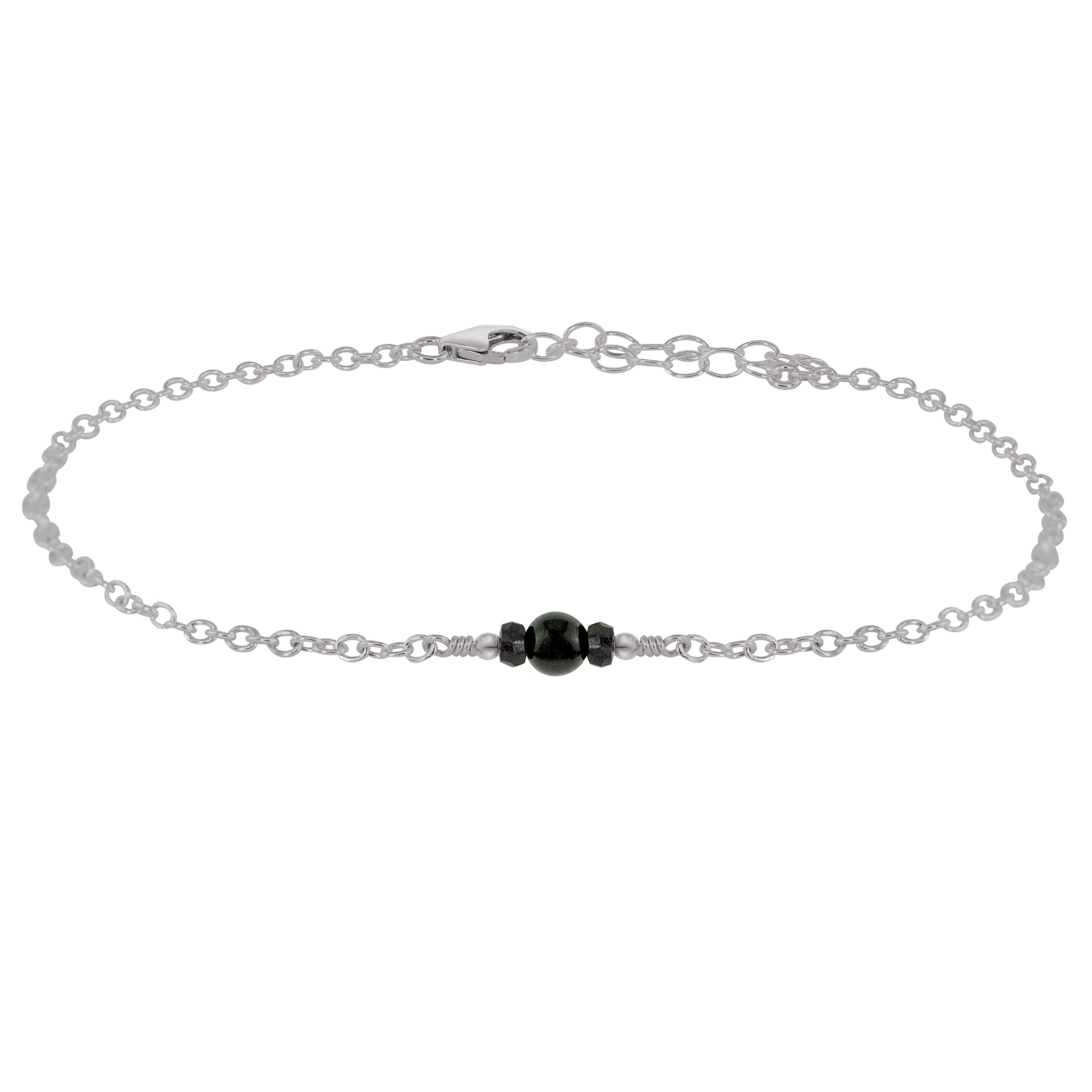 Dainty Black Tourmaline Gemstone Anklet