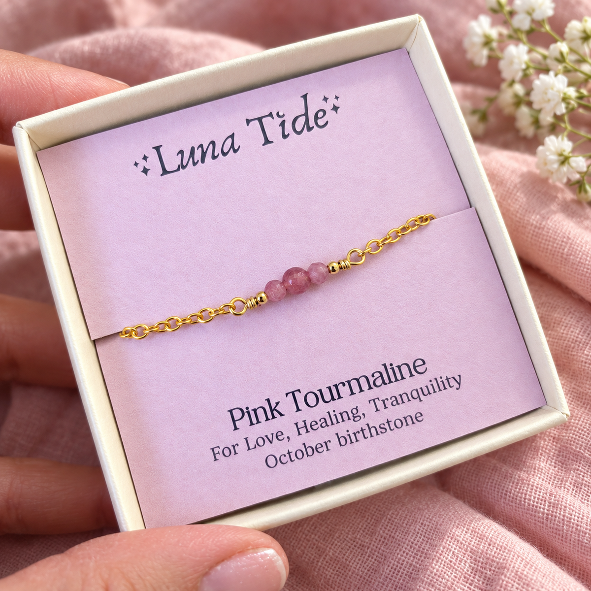 Dainty Pink Tourmaline Gemstone Choker Necklace