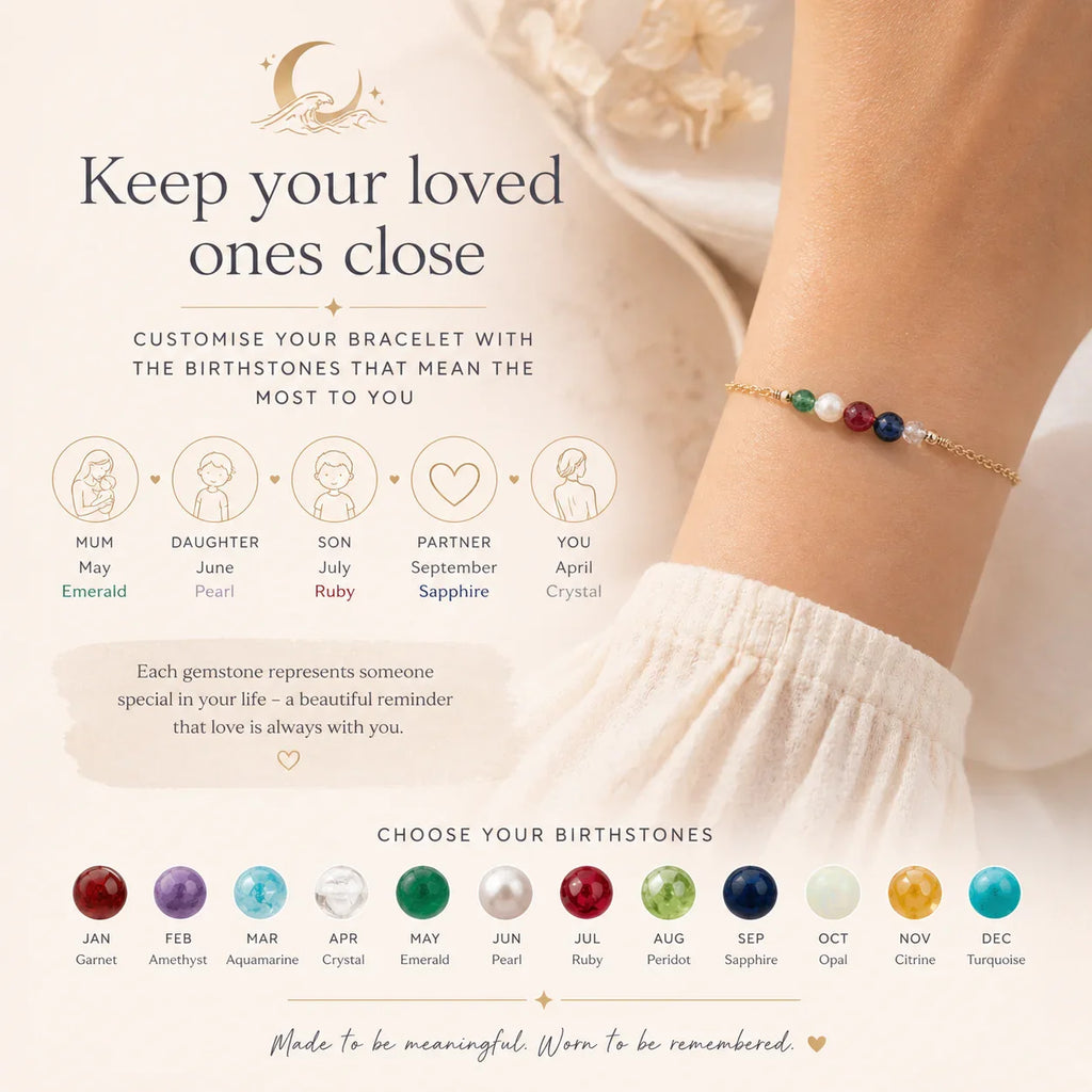 Custom Dainty Gemstone Bracelet - Custom Dainty Gemstone Bracelet - 14k Gold Fill / M 15-20cm (6-8") - Standard - Luna Tide Handmade Crystal Jewellery