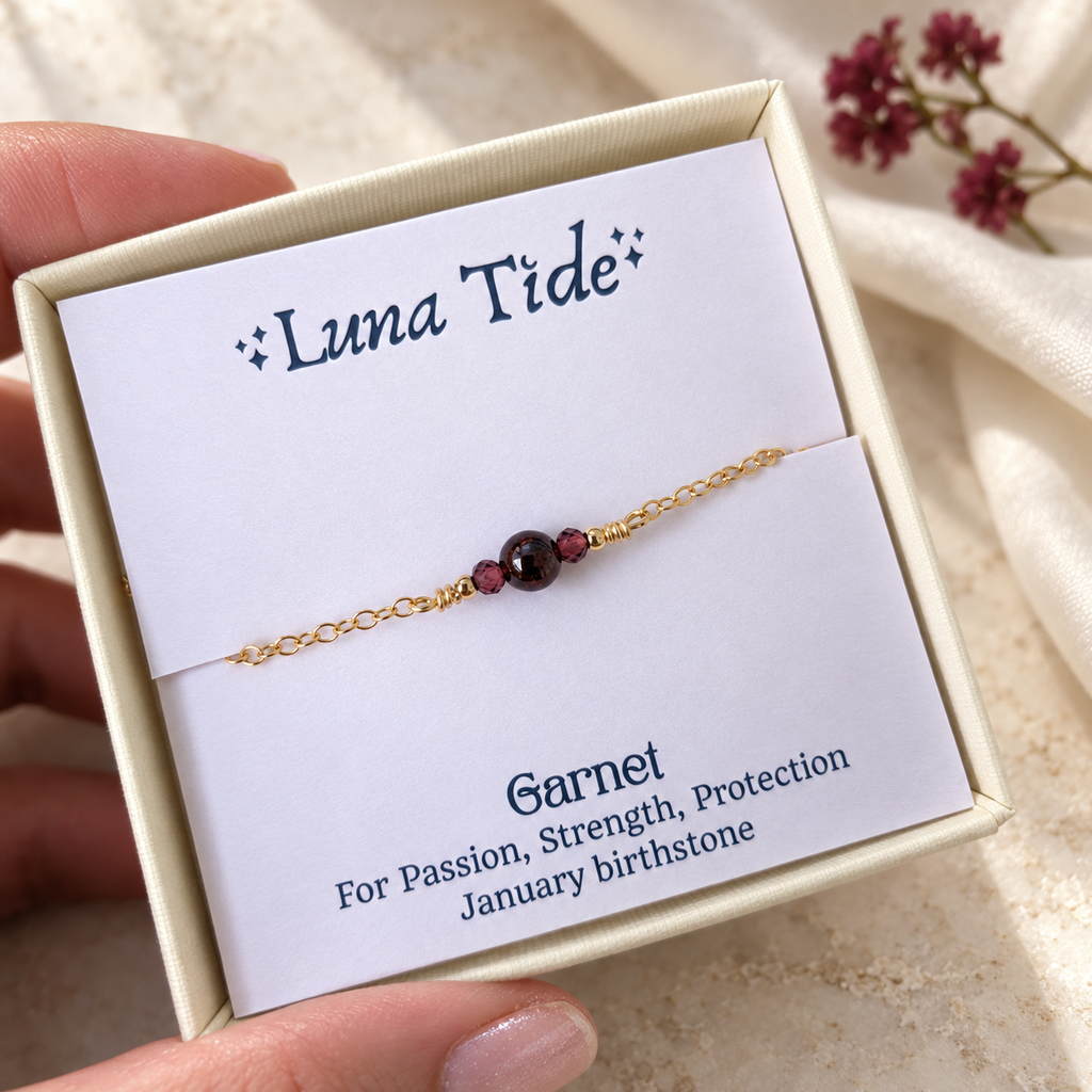 Dainty Garnet Gemstone Anklet