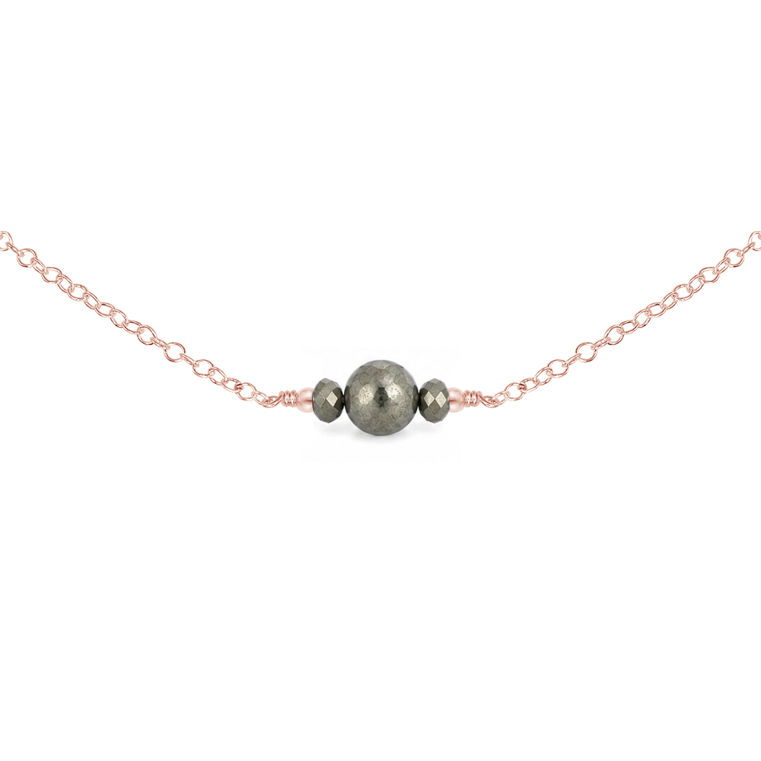 Dainty Pyrite Gemstone Choker Necklace