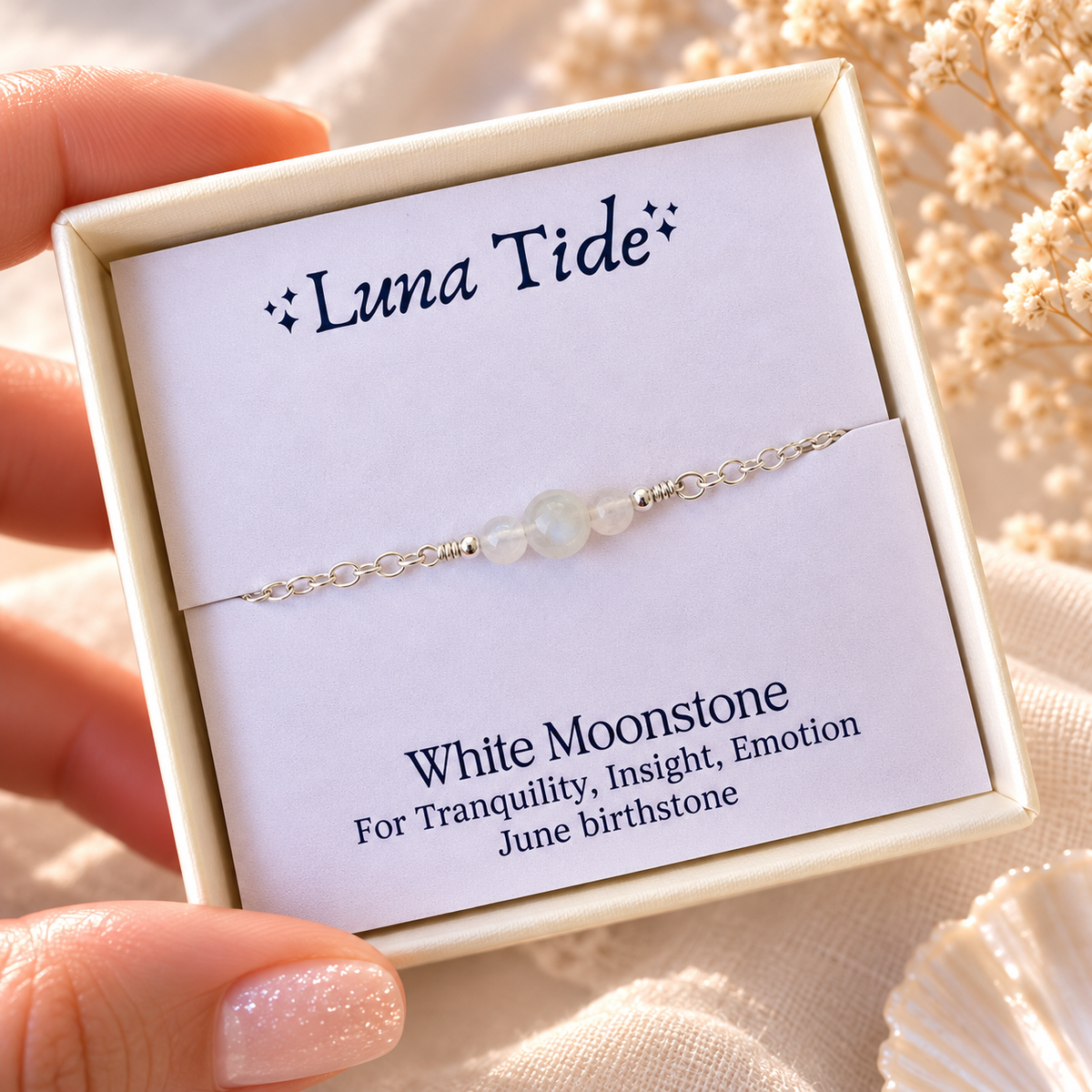 Dainty White Moonstone Gemstone Choker Necklace
