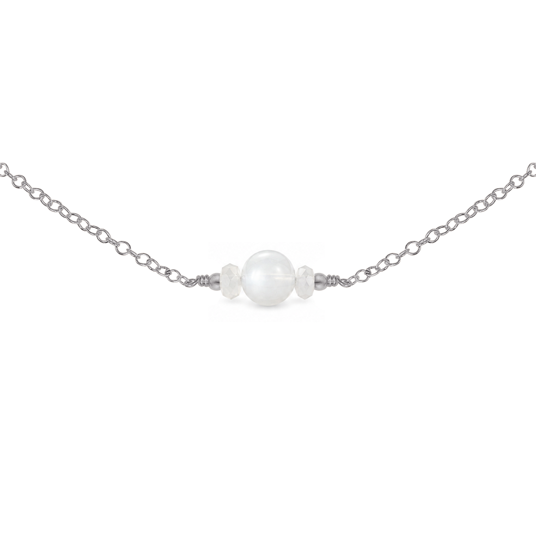 Dainty White Moonstone Gemstone Choker Necklace