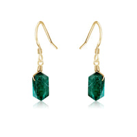 Emerald Mini Double Terminated Crystal Point Dangle Drop Earrings