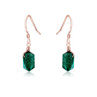 Emerald Mini Double Terminated Crystal Point Dangle Drop Earrings
