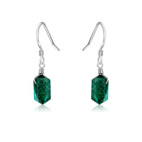 Emerald Mini Double Terminated Crystal Point Dangle Drop Earrings