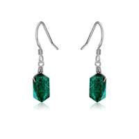 Emerald Mini Double Terminated Crystal Point Dangle Drop Earrings