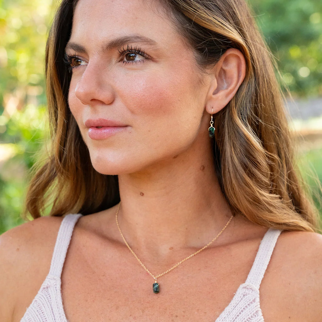 Emerald Double Terminated Crystal Jewellery Set