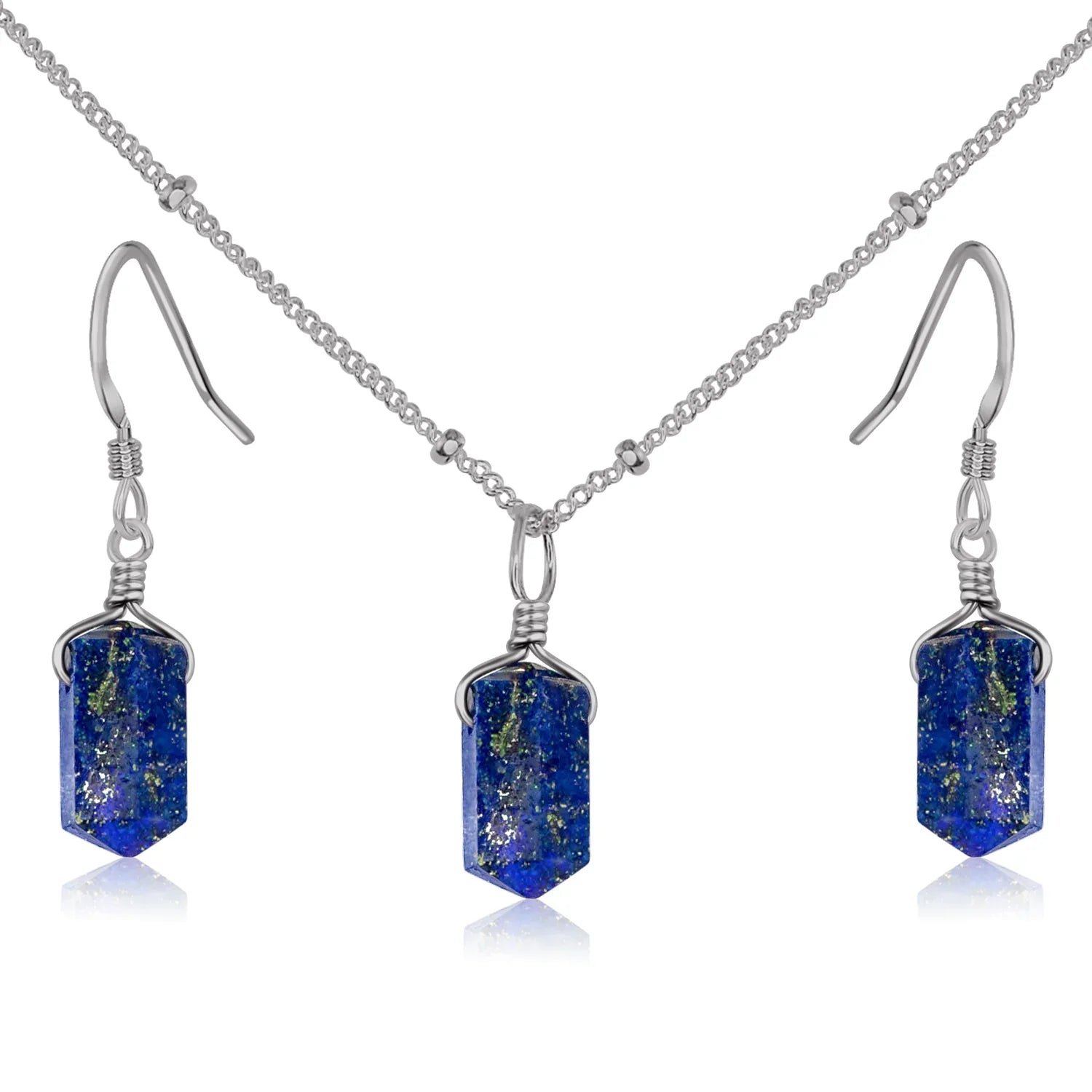 Lapis Lazuli Double Terminated Crystal Jewellery Set