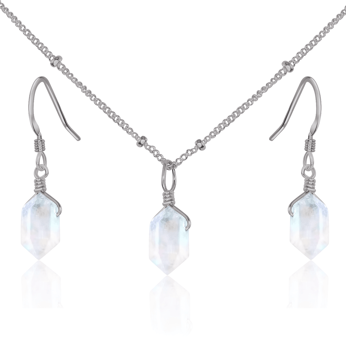 Rainbow Moonstone Double Terminated Crystal Jewellery Set