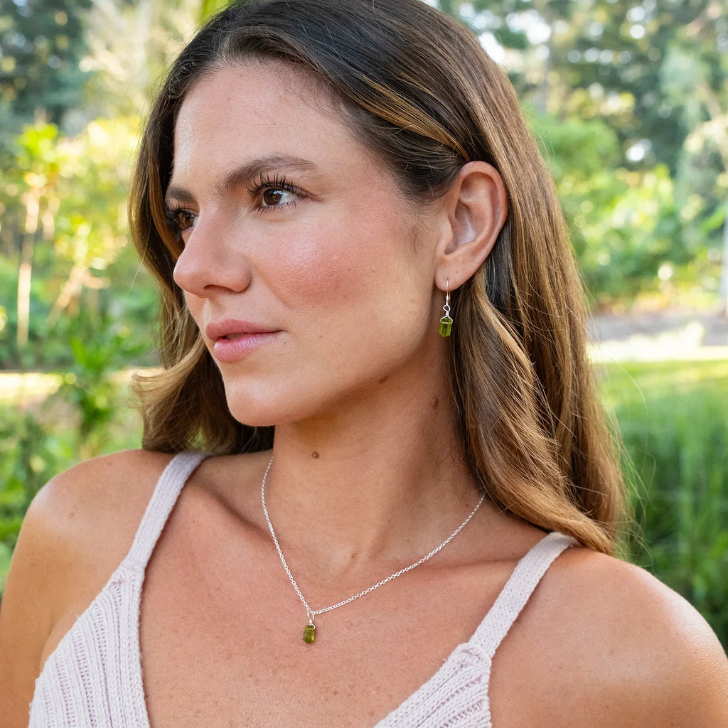 Peridot Double Terminated Crystal Jewellery Set