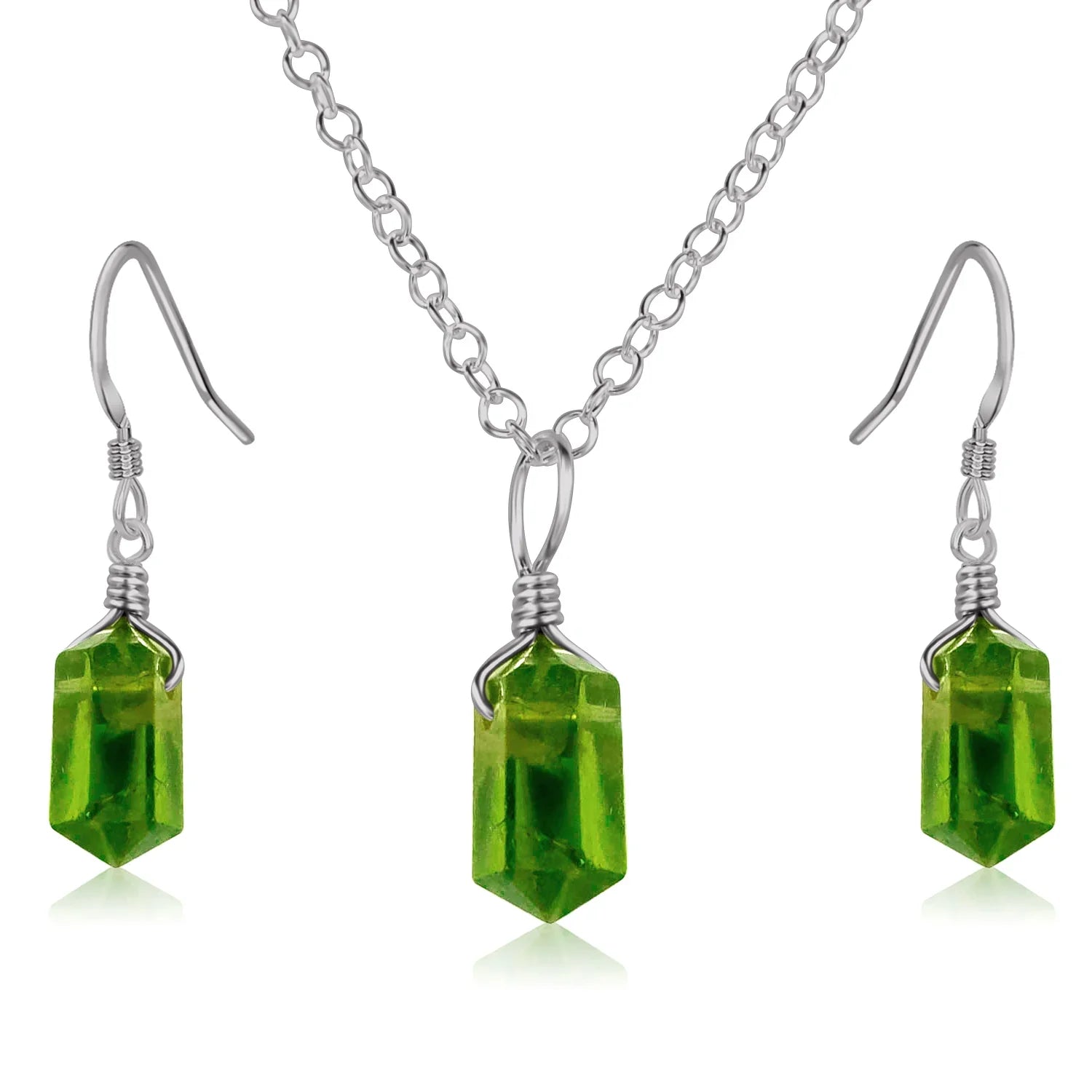 Peridot Double Terminated Crystal Jewellery Set